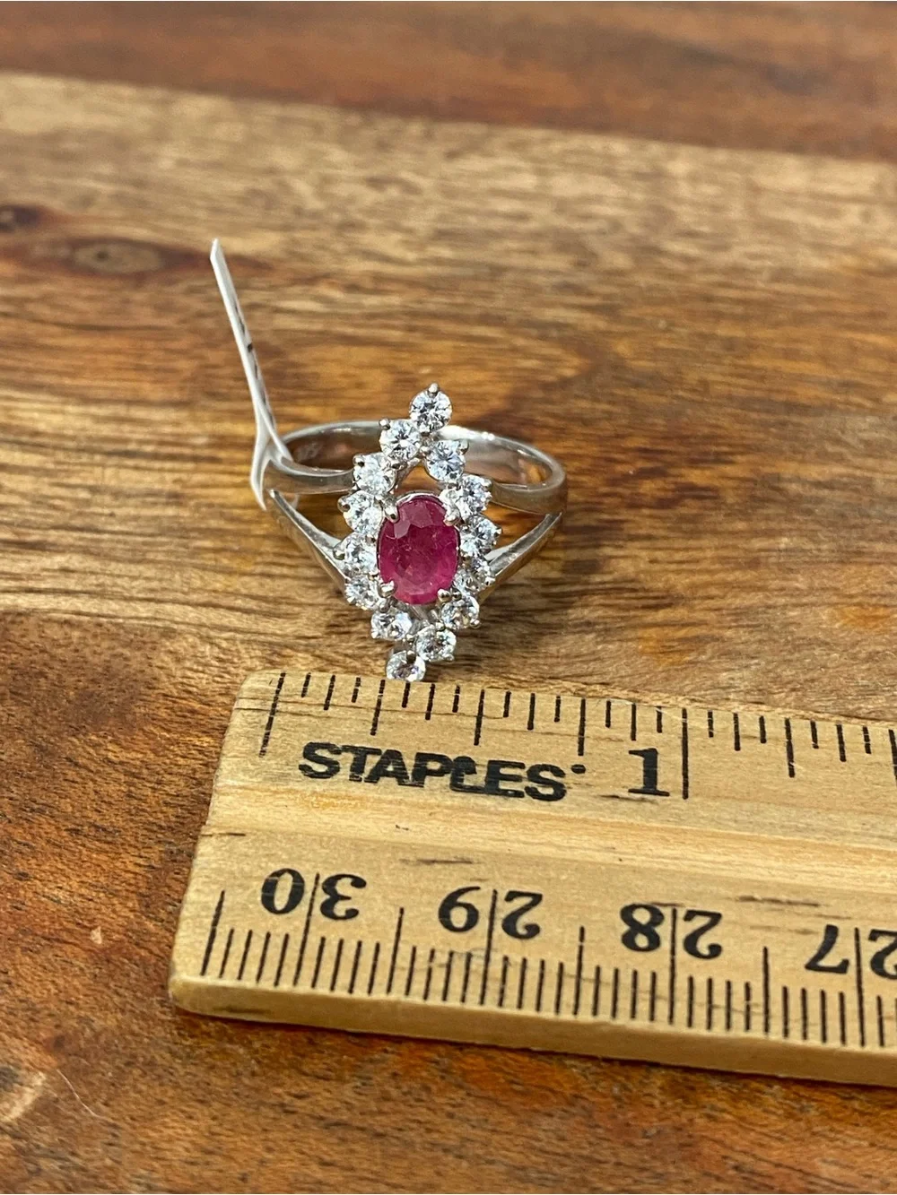 925 Sterling Silver Ruby And CZ Ring